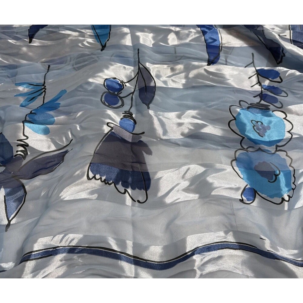 Blue Floral Abstract Design Scarf 38” Square Women’s Fashion Accessory